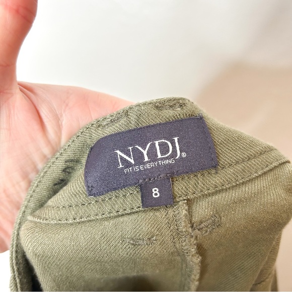 NYDJ Womens Neutral Olive Green Linen Blend High Rise Shorts 8 - Picture 6 of 8